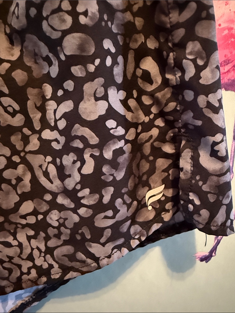 Fabletics Black & Gray Leopard Athletic Shorts - Size L - Picture 2 of 5